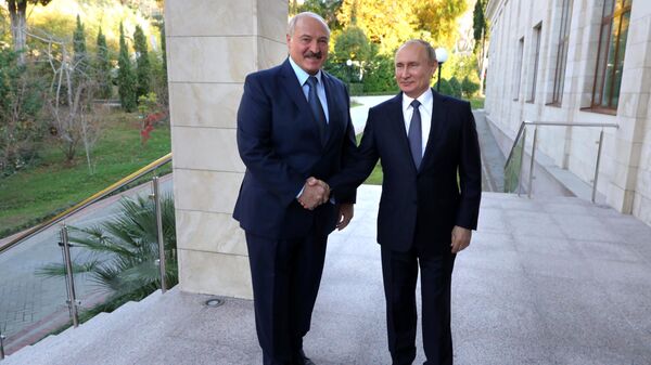 Президент России Владимир Путин во время встречи с президентом Белоруссии Александром Лукашенко