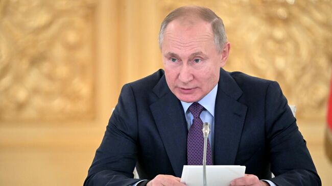 Президент России Владимир Путин на заседании Совета по развитию гражданского общества и правам человека