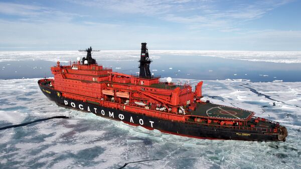 Атомный ледокол 50 лет Победы в Северном Ледовитом океане