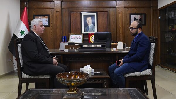 Министр промышленности Сирии Мухаммад Маан Джазбе во время интервью корреспонденту РИА Новости