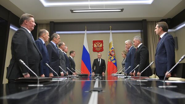 Президент РФ Владимир Путин на совещании с постоянными членами Совета безопасности РФ. 12 декабря 2019