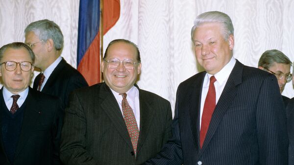 Борис Ельцин на встрече с делегацией Европейского сообщества