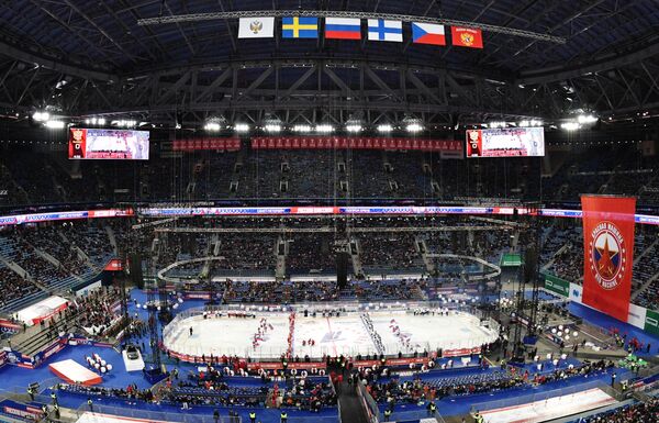 Хоккеисты сборных России и Финляндии началом матча