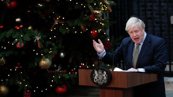 Премьер-министр Борис Джонсон выступает на Даунинг-стрит в Лондоне