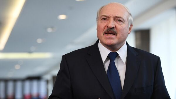 Президент Белоруссии Александр Лукашенко во время общения с журналистами в Сочи 