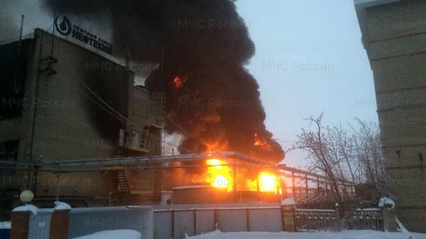 Ликвидация пожара на предприятии Опытный завод Нефтехим в Уфе