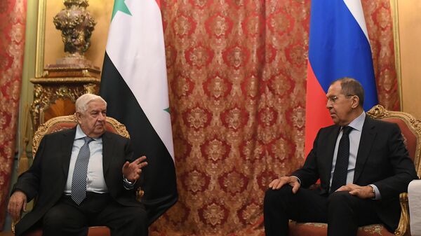 Министр иностранных дел РФ Сергей Лавров и министр иностранных дел Сирии Валид Муаллем во время встречи