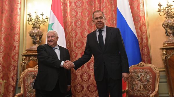 Министр иностранных дел РФ Сергей Лавров и министр иностранных дел Сирии Валид Муаллем