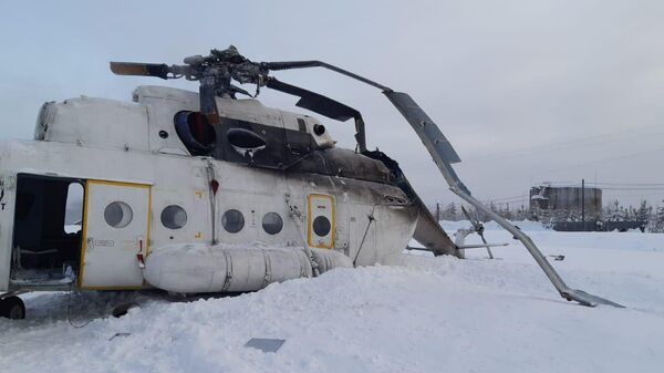 Место жесткой посадки вертолета Ми-8 в Красноярском крае. 25 декабря 2019
