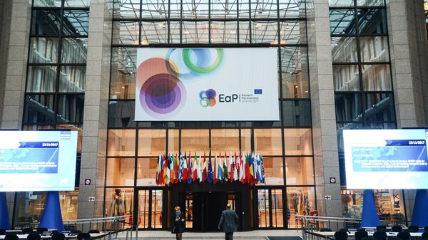 Вход в здание Европейского совета в Брюсселе 
