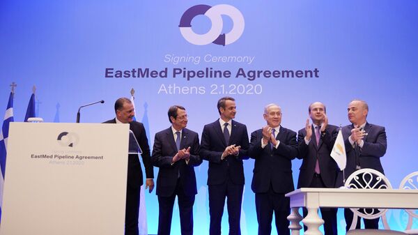 Участники подписания межгосударственного соглашения о строительстве газопровода EastMed в Афинах