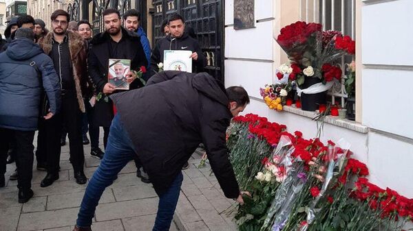 Акция в память о генерале Сулеймани у посольства Ирана в Москве