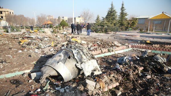 Обломок самолета авиакомпании Международные Авиалинии Украины, который разбился после взлета из иранского аэропорта Имама Хомейни. 8 января 2020