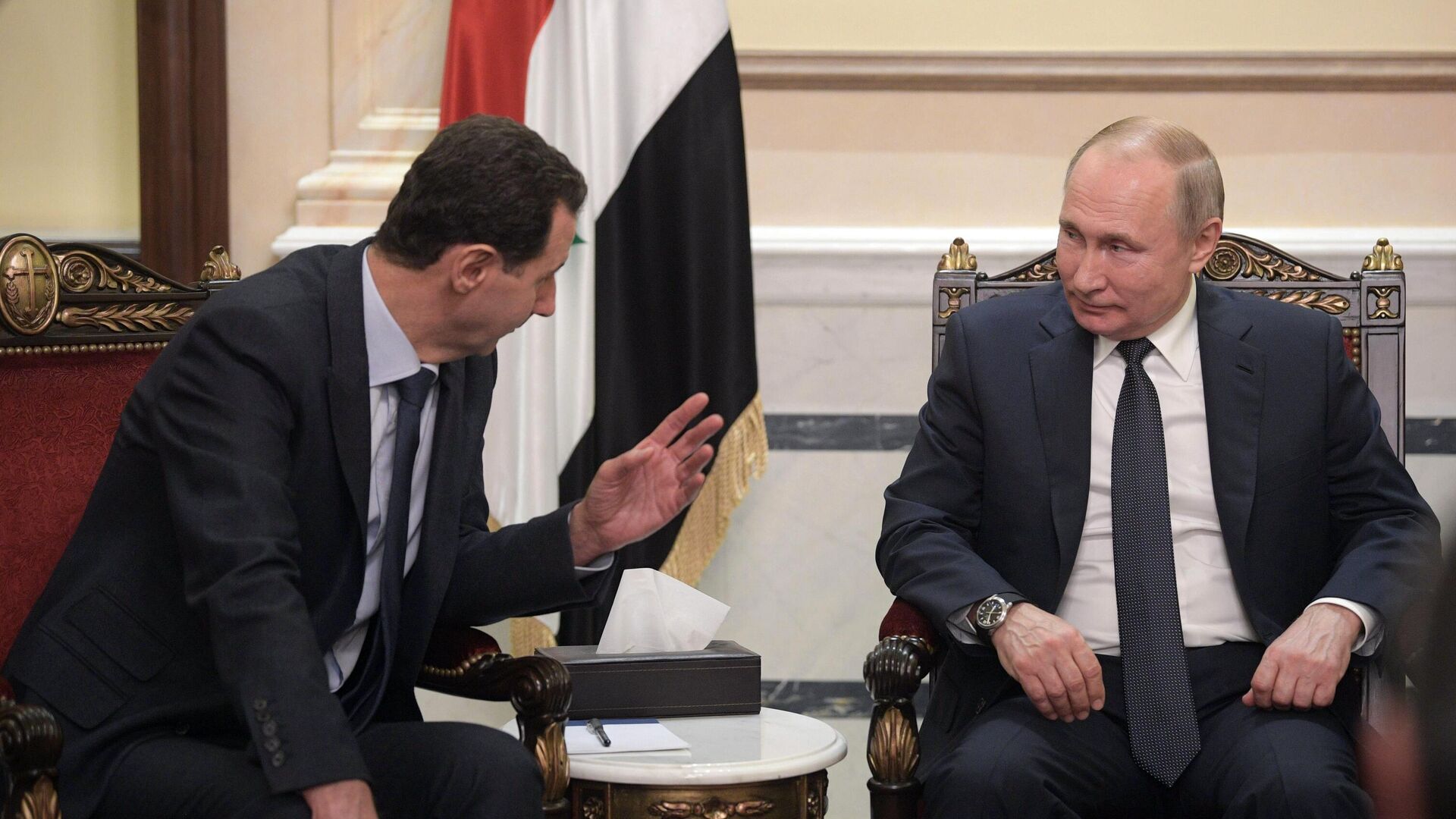 Президент РФ Владимир Путин и президент Сирии Башар Асад во время встречи в Дамаске - РИА Новости, 1920, 07.01.2021