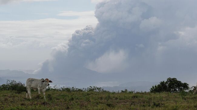 Извержение вулкана Тааль недалеко от Манилы на Филиппинах. 13 января 2020