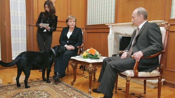 Собака Путина испугала Меркель. Архивные кадры