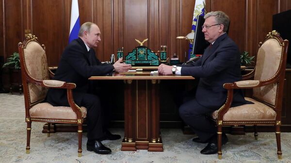Президент Владимир Путин и председатель Счетной палаты Алексей Кудрин во время встречи