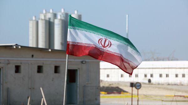 Иранский флаг на АЭС Бушер