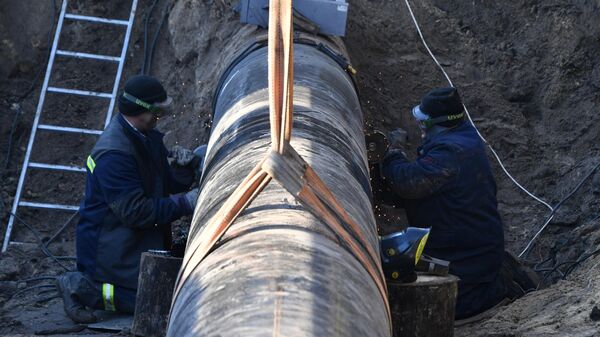 Рабочие ремонтируют участок магистрального нефтепровода Дружба в Гомельской области