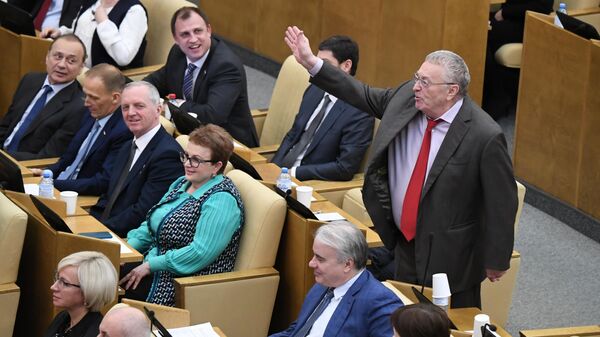 Владимир Жириновский на пленарном заседании Государственной Думы РФ