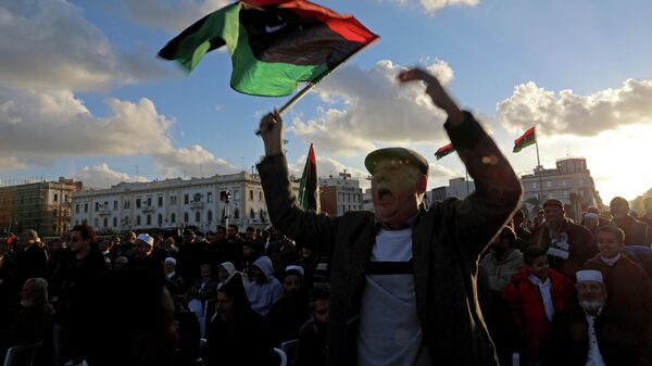 Акция протеста с требованием прекратить наступление Халифы Хафтара на Триполи, Ливия 