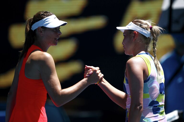 Российская теннисистка Мария Шарапова и хорватка Донна Векич Российская теннисистка Мария Шарапова и хорватка Донна Векич