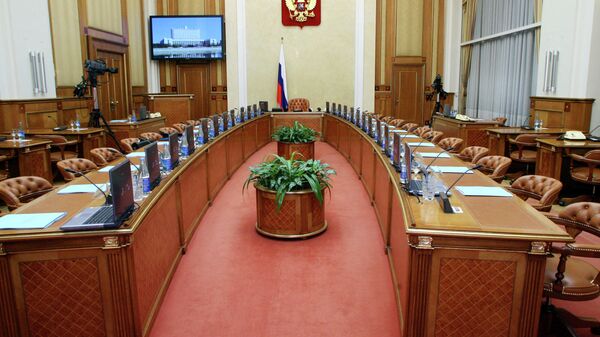 Зал заседаний правительства РФ в Доме правительства в Москве