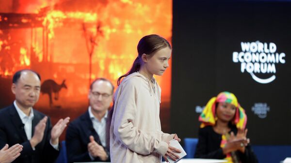 Шведская экоактивистка Грета Тунберг на Всемирном экономическом форуме в Давосе