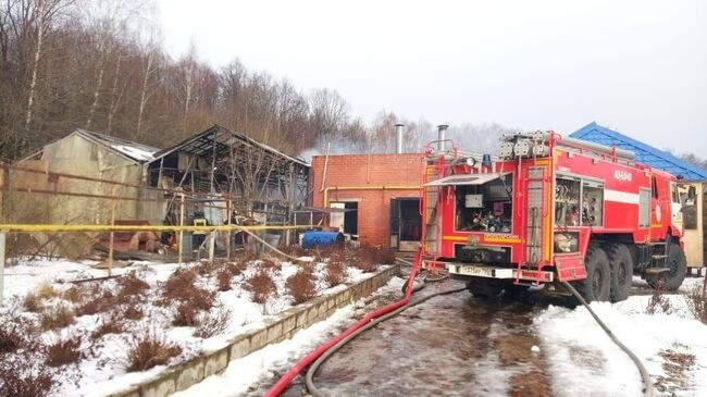 Место пожара в тепличном комплексе в деревне Петровское городского округа Серпухов. 22 января 2020