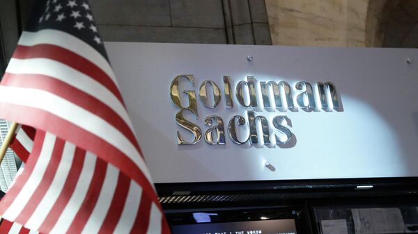 Логотип Goldman Sachs на Нью-Йоркской фондовой биржи