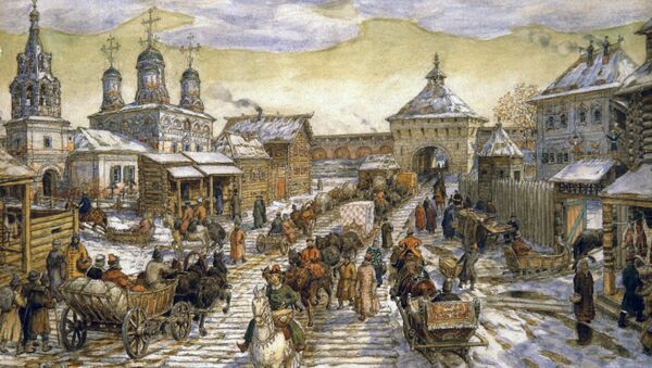Картина А. Васнецова У Мясницких ворот Белого города в XVII в. 