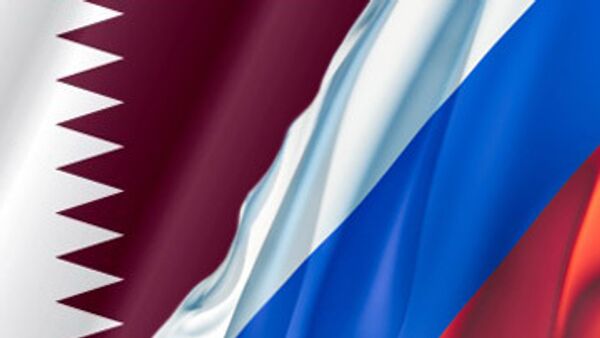 Флаг России и Катар. Архив