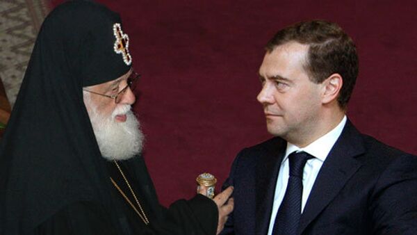 Патриарх Всея Грузии Илия II и Дмитрий Медведев