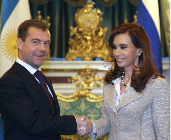 Президенты России и Аргентины во время встречи в Кремле
