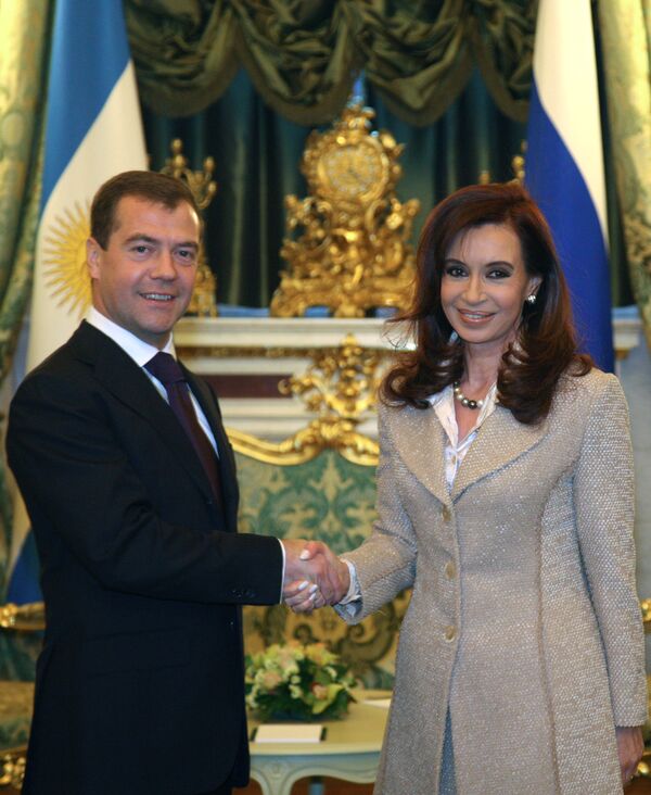 Президенты России и Аргентины во время встречи в Кремле