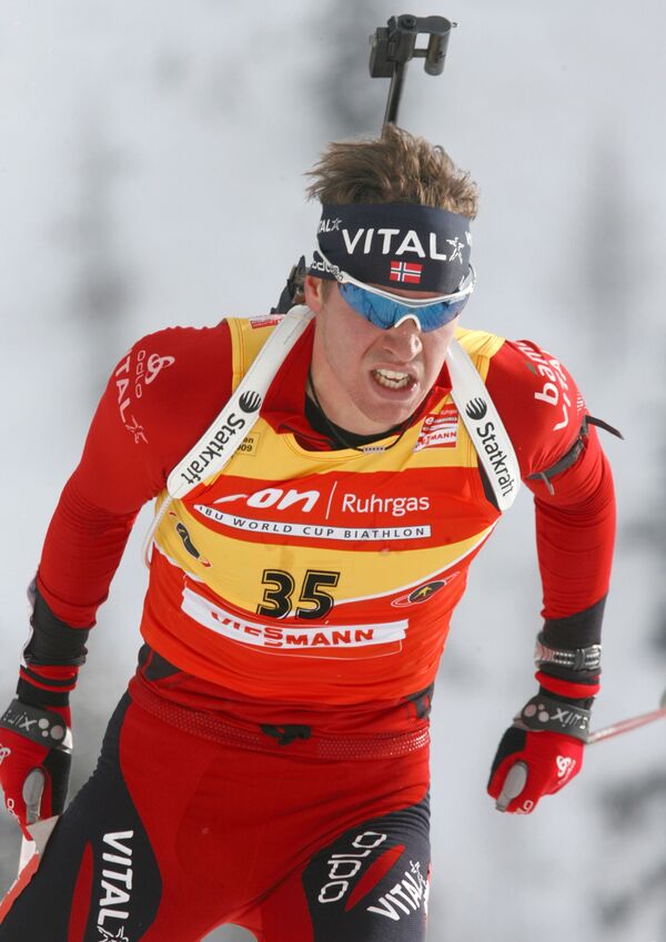 Эмиль-Эгле Свендсен во время спринтерской гонки на этапе Кубка мира в Хохфильцене