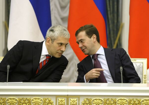 Президент РФ Д.Медведев и президент Сербии Б.Тадич 