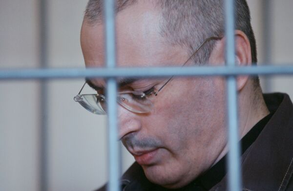 Михаил Ходорковский во время заседания суда