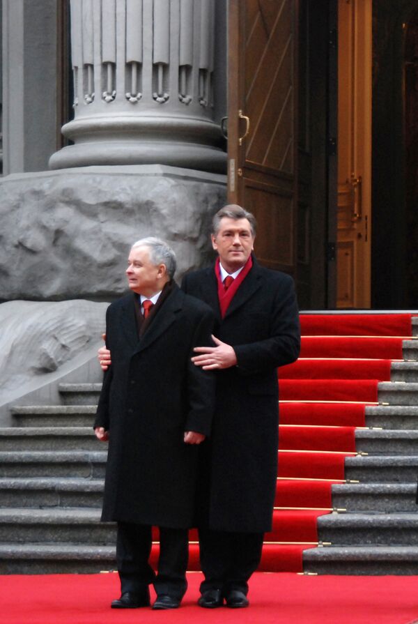 Встреча президентов Виктора Ющенко и Леха Качиньского в Киеве. Архив
