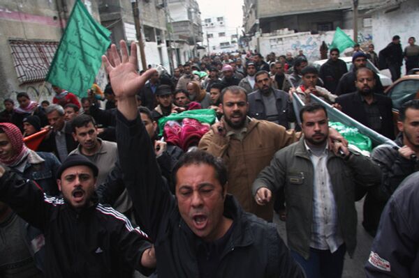 Во время похорон погибших в секторе Газа в результате авиаударов израильских ВВС