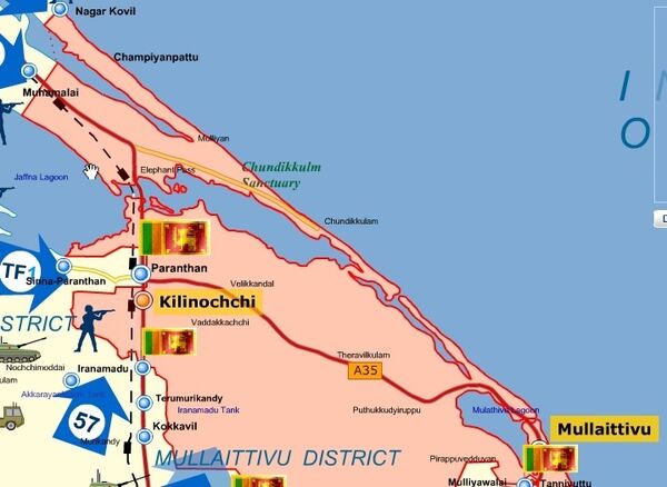 Карта боевых действий на Шри-Ланке