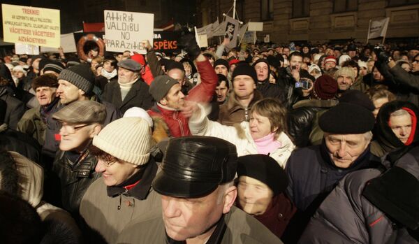 Акция протеста в центре Риги