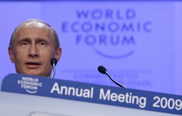 Премьер РФ Владимир Путин на Всемирном экономическом форуме в Давосе.