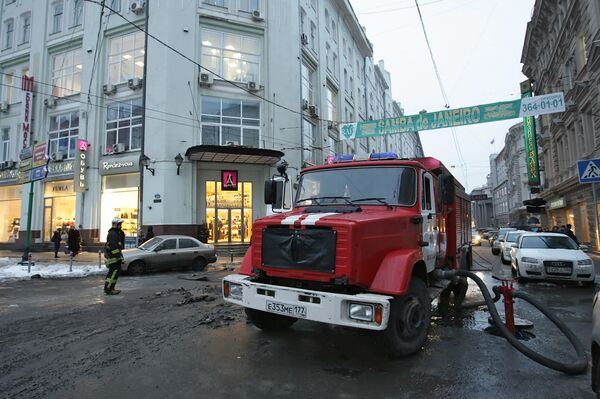 Пожар в Столешниковом переулке в Москве