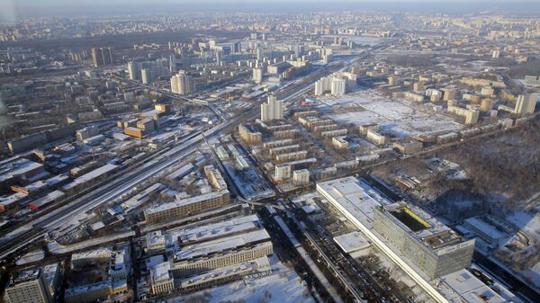 Зимний вид Москвы с Останкинской телебашни