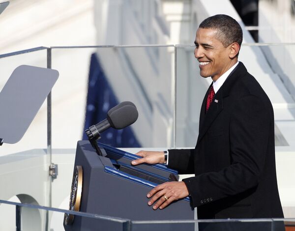 Барак Обама на церемонии инаугурации