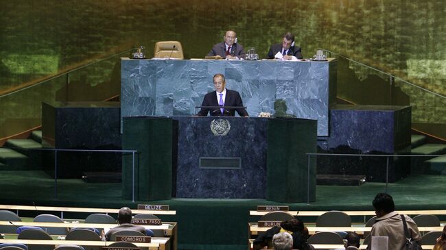 Выступление министра иностранных дел России Сергея Лаврова на Генеральной ассамблее ООН. Архив