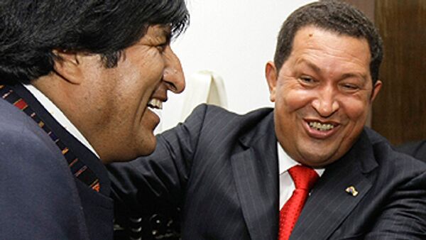 Президент Боливии Эво Моралес и президент Венесуэлы Уго Чавес. Архив
