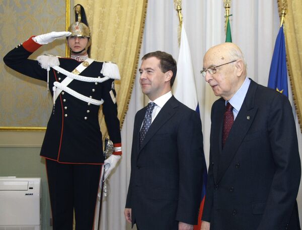 Встреча президента России Д. Медведева с президентом Италии Дж. Наполитано