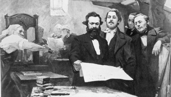 Картина Маркс и Энгельс в редакции Новой Рейнской газеты. Архив